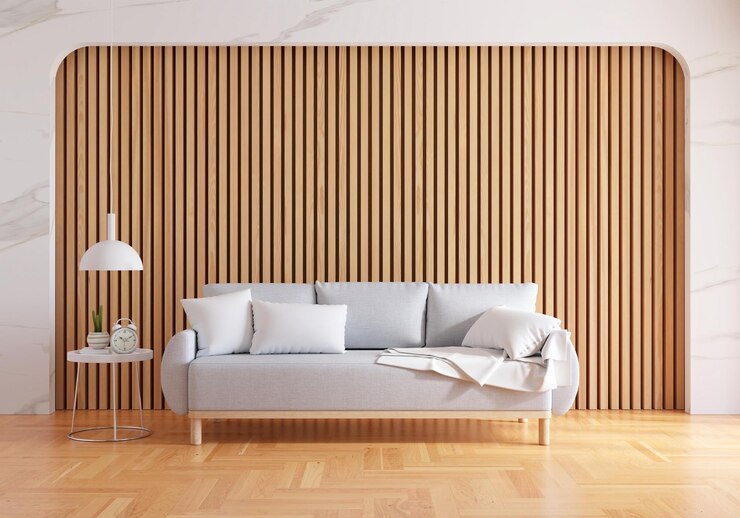 Foto gratuito sofá gris en la sala de estar con espacio para copiar
