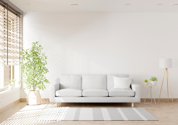 Foto gratuito sofa en la sala de estar con espacio para copiar
