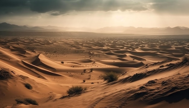 El sol besó la majestuosa belleza de las dunas de arena en África generada por IA