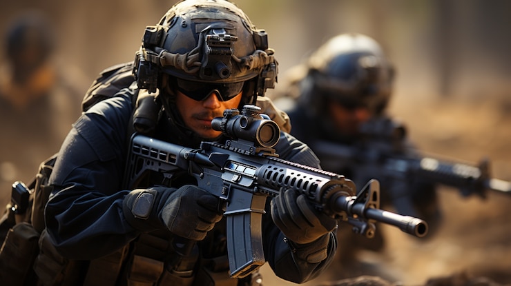 Foto gratuito soldados en la zona de guerra