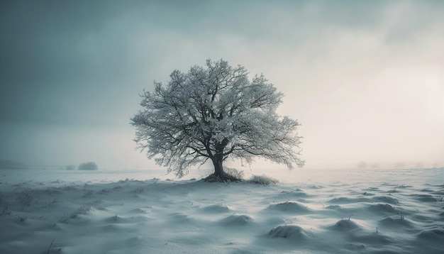 Foto gratuita soledad en el bosque invernal entorno de belleza tranquila generado por ia