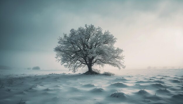 Soledad en el bosque invernal entorno de belleza tranquila generado por IA