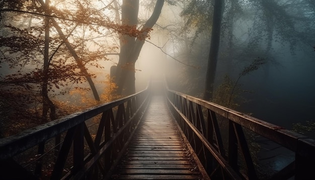 Soledad en la naturaleza caminando hacia el punto de fuga generado por IA