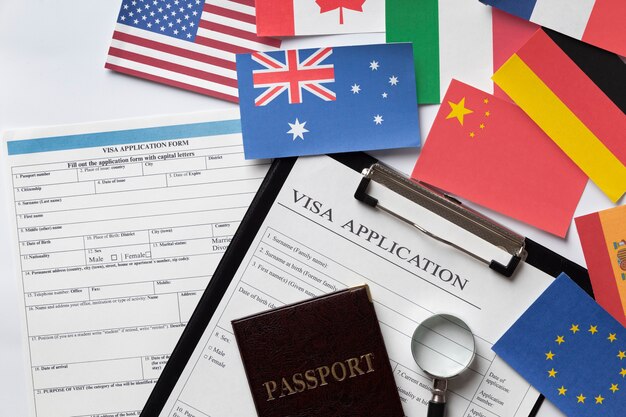 Solicitud de visa para arreglos de diferentes países