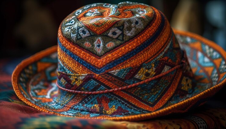 Foto gratuito sombrero tejido que muestra la vibrante elegancia de la cultura indígena generada por ia