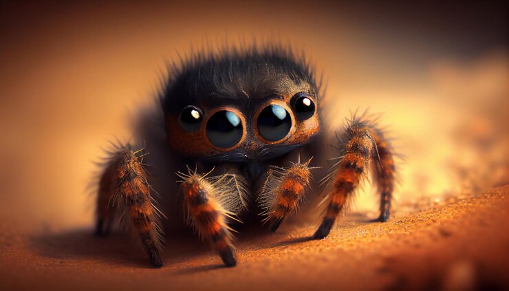 Photo Gratis spooky macro arachnid crawls with fangs bared generated by ai