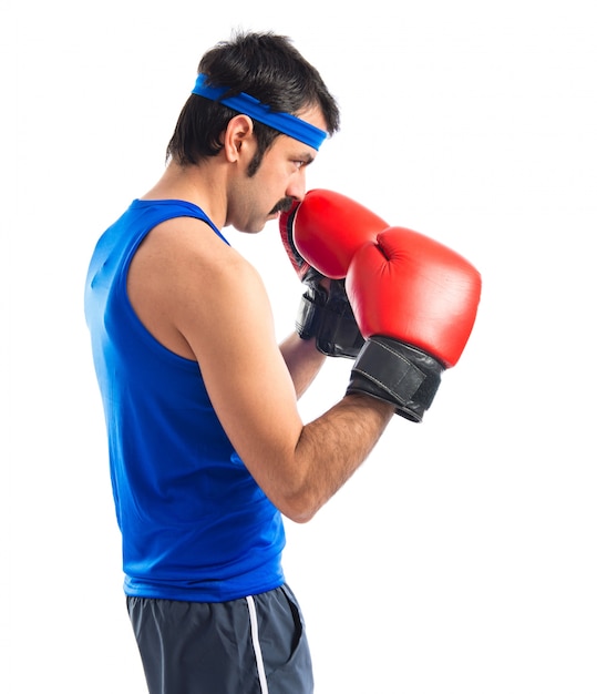 Foto gratuita sportman vintage con guantes de boxeo