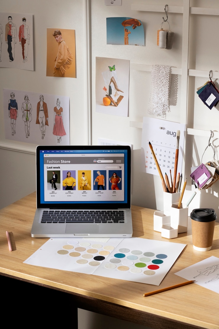 Photo Gratis still life kantor seorang designer fesyen
