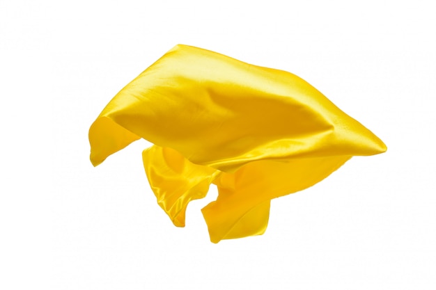 Suave y elegante tela amarilla transparente separada en blanco