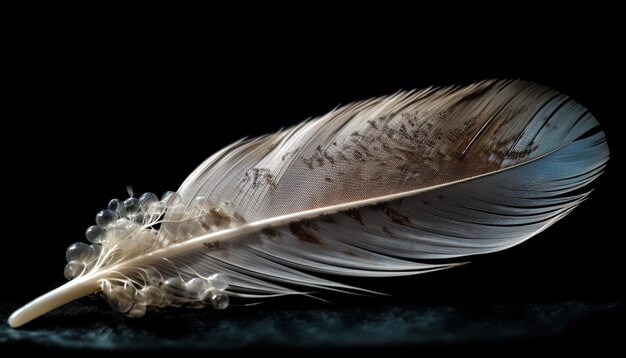 Suave pluma de cisne volando en medio de la belleza del aire generada por IA