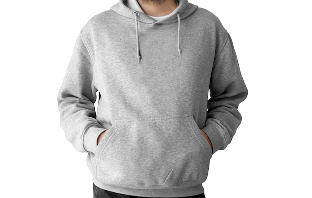 Sudadera con capucha gris aislada