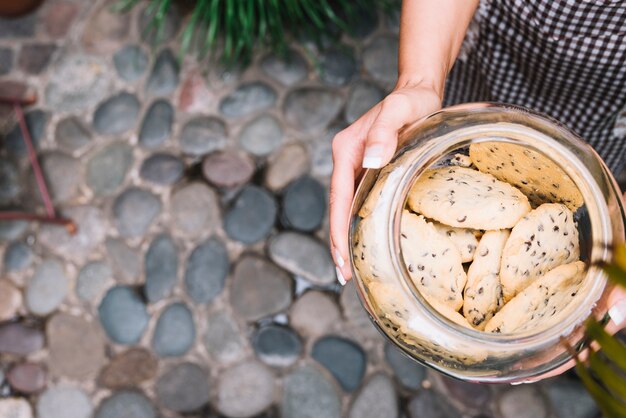 Suelo piedras tarro galletas