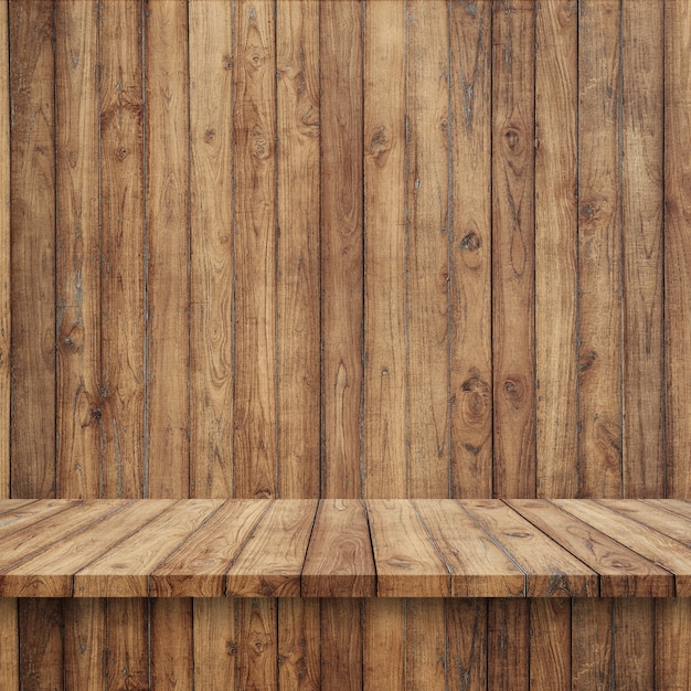 Suelo de tablas de madera con pared de madera