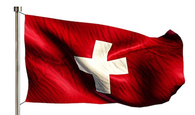 Suiza Bandera Nacional aislado fondo blanco 3D