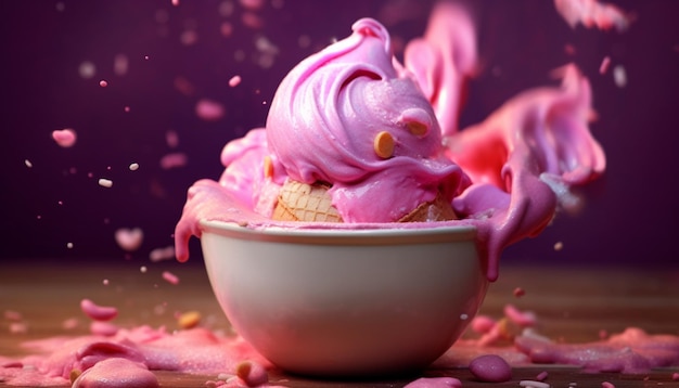Foto gratuita sundae de helado indulgente, una celebración colorida y dulce generada por inteligencia artificial