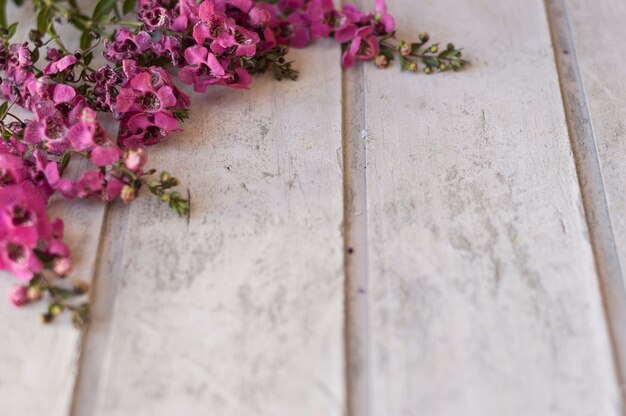 Superficie de madera con flores bonitas