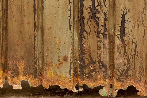 Superficie de metal oxidada con astillas de pintura