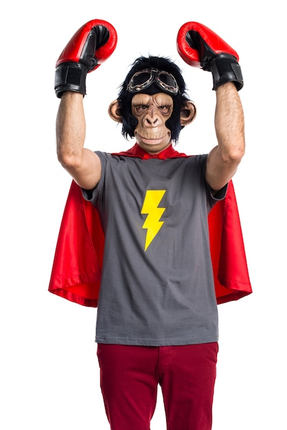 Superhéroe mono con guantes de boxeo