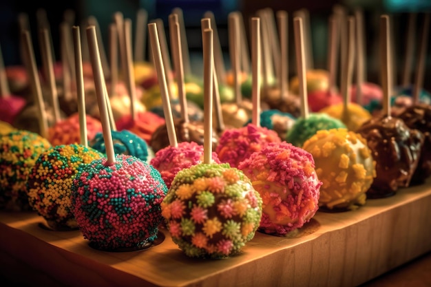 Foto gratuita surtido de cake pops de colores vivos ai generativo