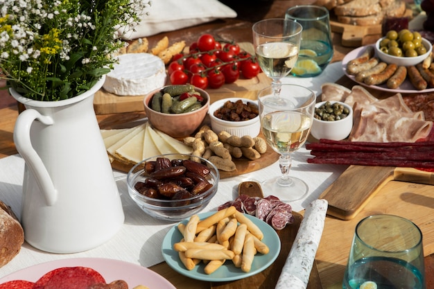 Foto gratuita surtido de comida deliciosa de alto ángulo