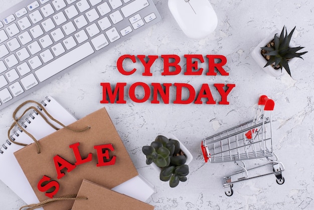 Surtido de cyber monday de vista superior