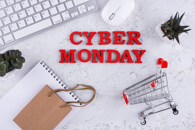 Surtido de cyber monday de vista superior