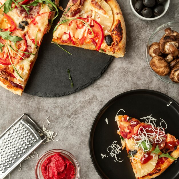 Surtido de deliciosas pizzas tradicionales