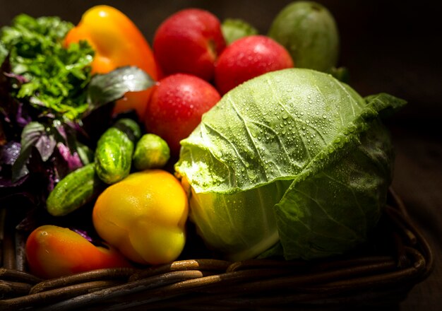 Surtido de deliciosas verduras otoñales