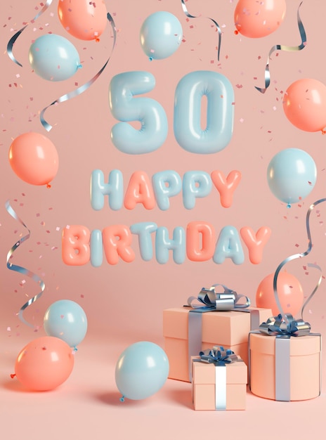 Surtido festivo de 50 cumpleaños con globos