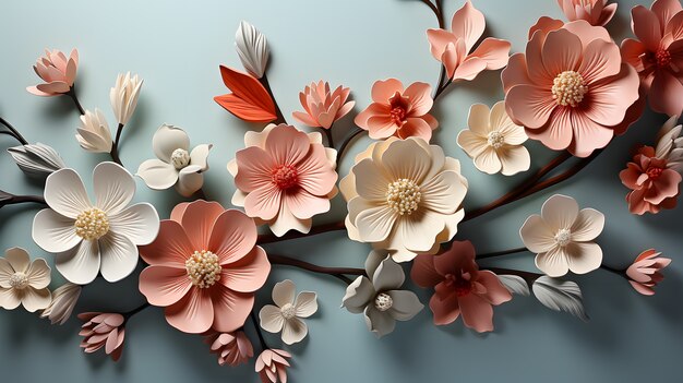 Surtido de flores abstractas en 3d.