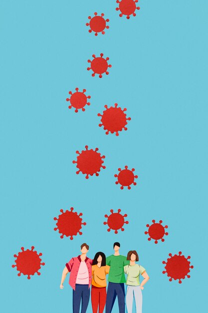 Surtido de papel hecho coronavirus y familia.