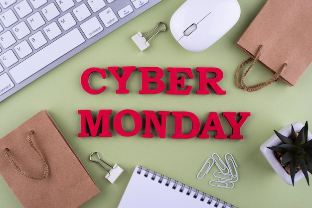 Foto gratuita surtido plano de cyber monday