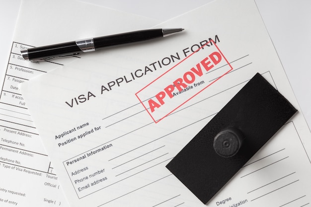 Surtido de solicitud de visa plana