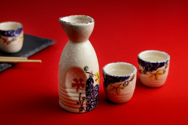 Foto gratuita surtido de tazas y botellas japonesas