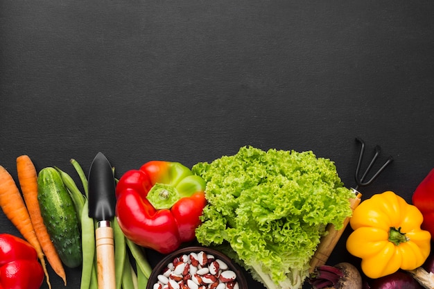 Foto gratuita surtido de verduras de vista superior con espacio de copia