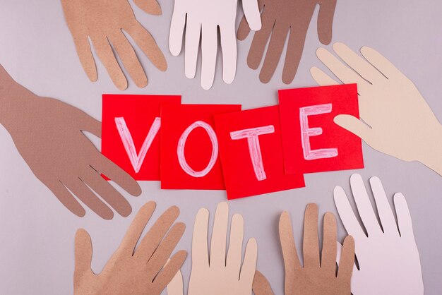 Surtido de votación de estilo de papel de vista superior