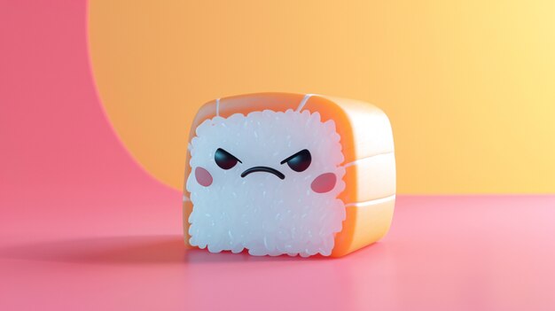 El sushi 3D con cara es lindo.