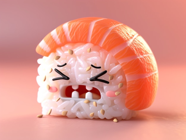 Foto gratuita el sushi 3d con cara es lindo.