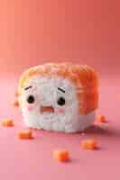 Foto gratuita el sushi 3d con cara es lindo.