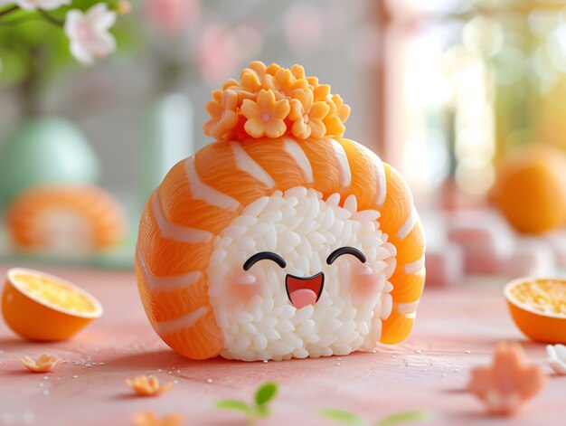 El sushi 3D con cara es lindo.