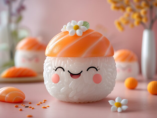 El sushi 3D con cara es lindo.