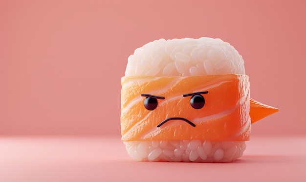 Foto gratuita el sushi 3d con cara es lindo.