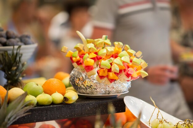 tabla de estilo de vida de comer la cena frutos