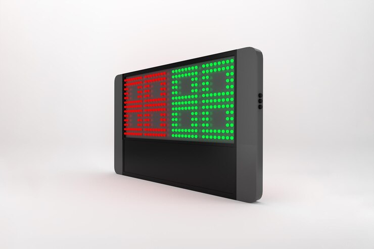 Foto gratuito tablero electrónico led moderno que muestra las puntuaciones de los juegos
