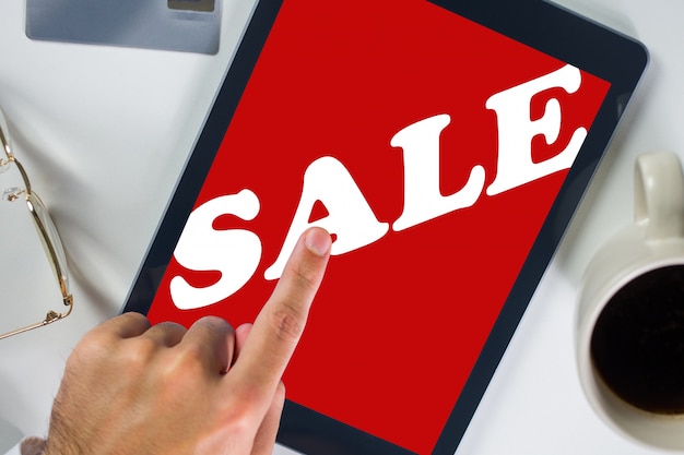 Tablet que pone "sale" en blanco