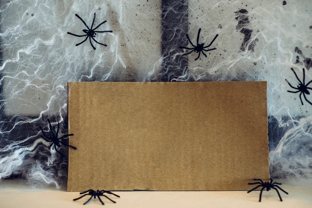 Tableta de cartón y arañas