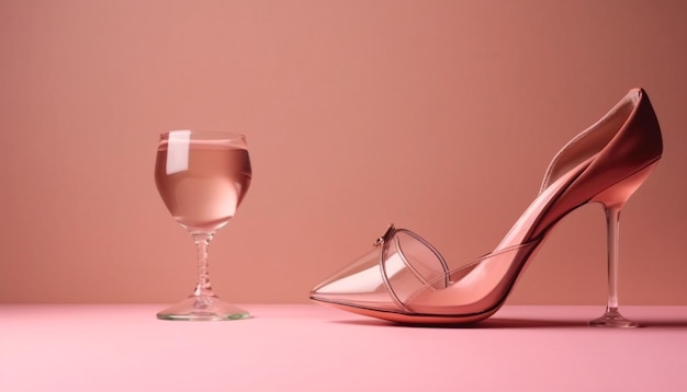 Foto gratuita tacones rosados beben vino de verano generado con glamour por ia