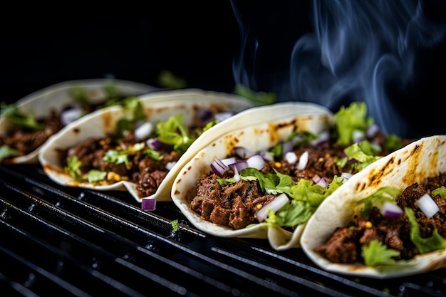 Foto gratuita tacos deliciosos de alto ángulo en el interior