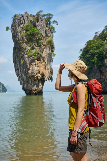 Tailandia mochila al aire libre la mujer del agua