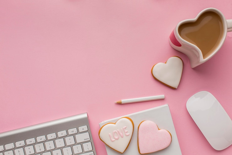 Photo Gratis tampilan atas hari valentine dengan ruang salin